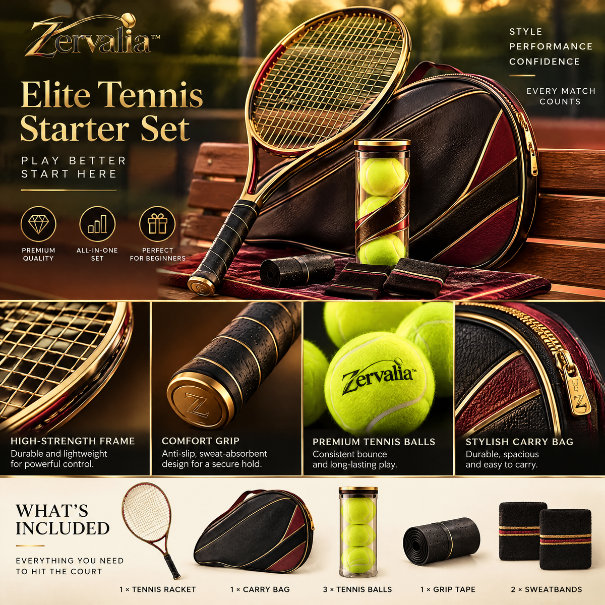 Elite Tennis Starter Set - product details